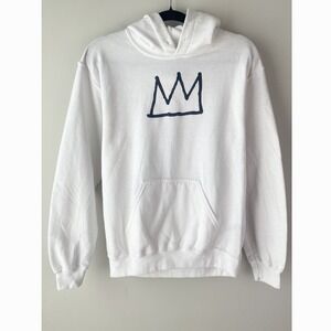Jean Michel‎ Basquait Graphic Hoodie S White Art Fisher of Men Crown Streetwear